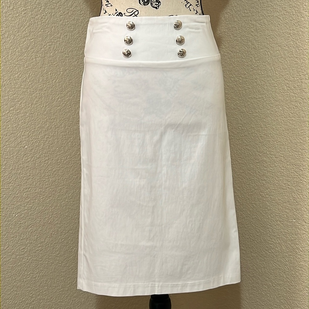 White Midi Pencil Skirt